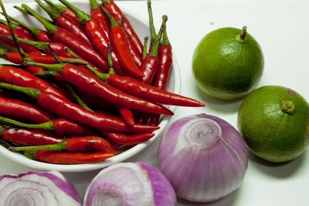 Lemon ,Chilli ,Onion - Raw nutrient from natureの写真素材