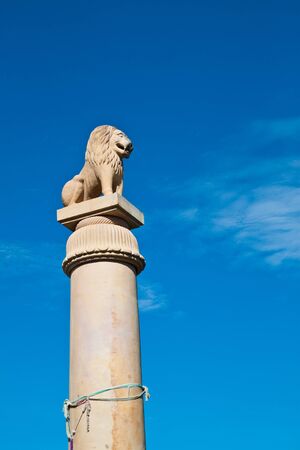 Stone Lion On Pillarの写真素材