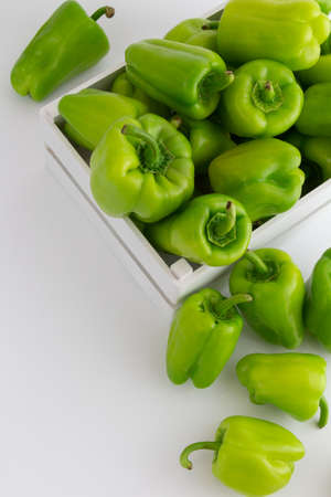 bell pepper, green pepper, pepper on white backgroundの写真素材