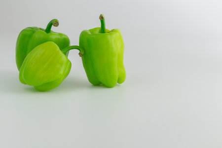 bell pepper, green pepper, pepper on white backgroundの写真素材