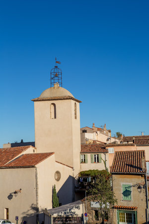 Church tower in the old town of Girona, Catalonia, Spainの写真素材