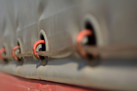 Shallow depth of field, side view of a trailer.の写真素材