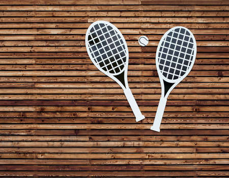 Tennis Rackets on a wooden wall.