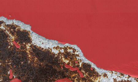 Damaged old paint layer with exposed metal.の写真素材