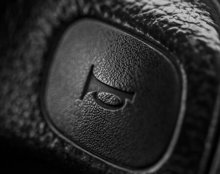 Car horn sign on a steering wheelの写真素材