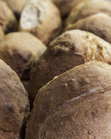 Stacked bread loafs close up.の写真素材