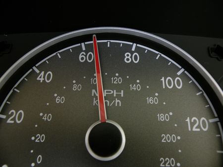 sixety-five miles per hour reading on an automobile spedometerr