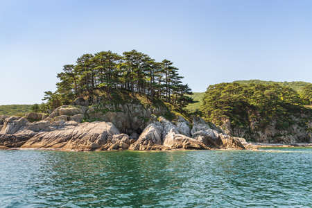 The island of the languishing heart d bay of Peter the Great. A favorite place of water excursions on boats.の写真素材
