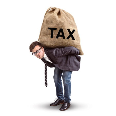 Tax burden concept isolated on whiteの写真素材