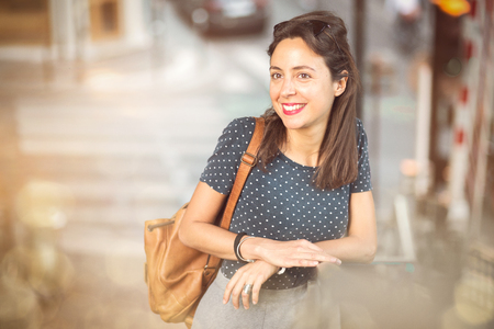 Young Italian woman in the cityの写真素材