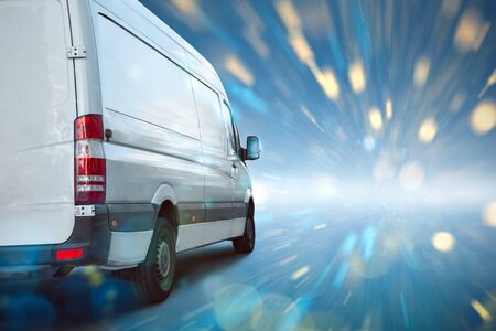 Fast moving delivery vanの写真素材