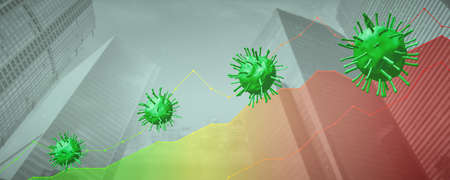 Increase in virus cases illustrated by a rising graphの写真素材