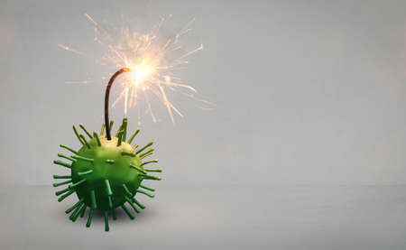 Virus looking like bomb with a fuse - Danger conceptの写真素材