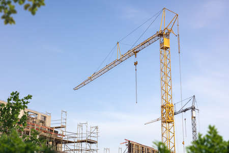 Cranes on a construction siteの写真素材