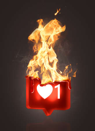 Social Media Like Icon On Fire