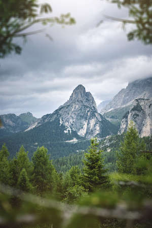 Scenic mountain peaks in the Dolomite Alpsの写真素材