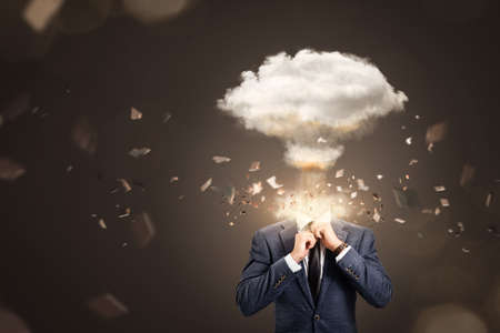 Businessman with an exploding head