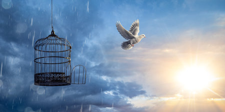 Dove flying to freedom (dove created with generative AI)の素材