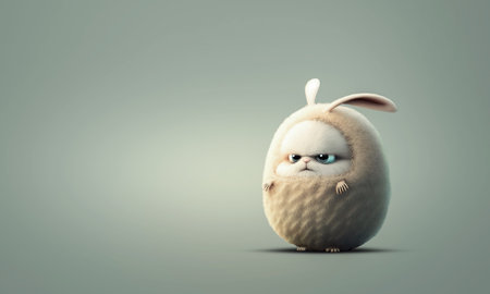 Cute cartoon easter bunny in an egg costume (partly created with generative AI)の素材