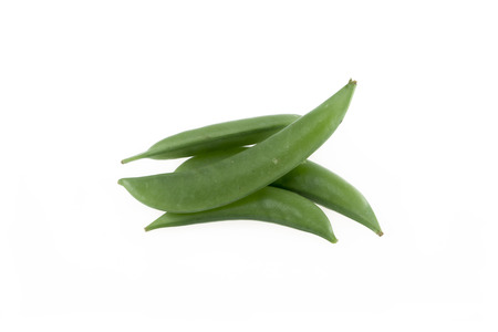 Sugar snap peas on white backgroundの写真素材