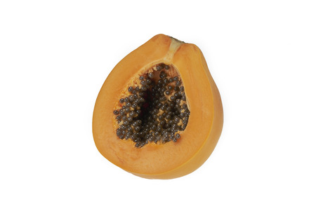 Sweet papaya isolated on white backgroundの写真素材