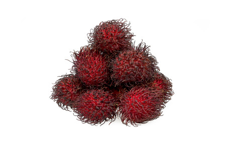 Bunch of rambutan isolated on white backgroundの写真素材