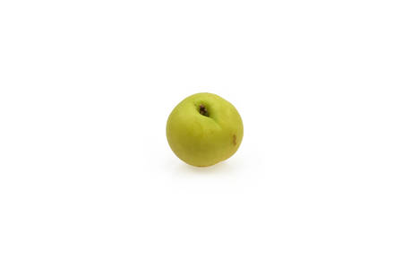 yellow plum fruit isolated on white backgroundの写真素材