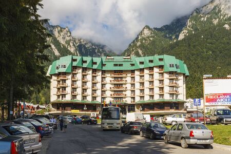 BUSTENI, ROMANIA - JULY 26: Hotel Silva on July 26, 2009 in Busteni, Romania. Hotel Silva is located at 950 m altitude in Busteni, the most popular mountain resorts at the base of Bucegi Mountains.のeditorial素材