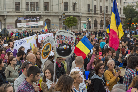 People protest against cyanide gold extraction in Rosia Montana on Sept 22, 2013 in Bucharest, Romania のeditorial素材
