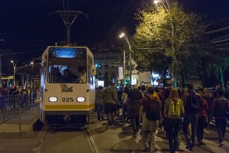 People protest against cyanide gold extraction in Rosia Montana on Sept 22, 2013 in Bucharest, Romania のeditorial素材