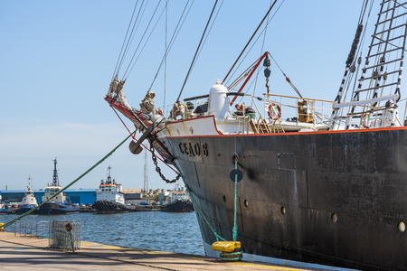 CONSTANTA, ROMANIA - MAY 27: Russian tall ship Sedov fastened during Black Sea Tall Ships Regatta 2014 on May 27, 2014 in Constanta, Romania. Sedov is the biggest tall ship in the world, 117,5 meters.のeditorial素材