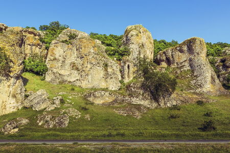Mountain landscape with some of the oldest limestone rock formations in Europe, dating back to...