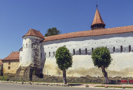 PREJMER, BRASOV, ROMANIA - JUNE 8, 2015: Prejmer fortified church, the largest in southeastern Europe, built by Teutonic knights in 1212-1213, with defense walls of 40 feet high and 10-15 feet thick.のeditorial素材