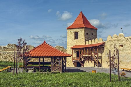 Rupea, Romania - October 10, 2015: Interior courtyard of the Rupea citadel, first attested in 1324, one of the oldest archaeological sites in Romania, visited each month by more than 10,000 tourists.のeditorial素材