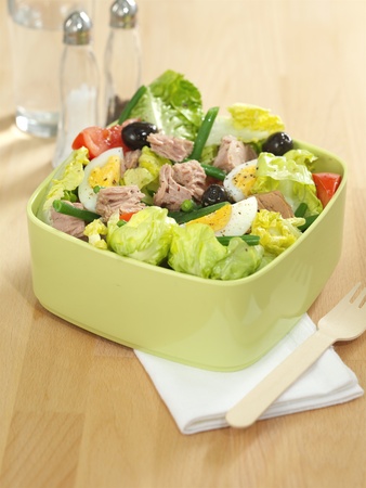 Tuna Salad seved in a lime green bowlの写真素材