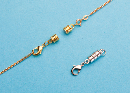 magnetic jewellery clasp on blueの写真素材