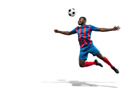 Powerful Header African Footballer in Actionの素材