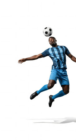 Powerful Header African Footballer in Actionの素材
