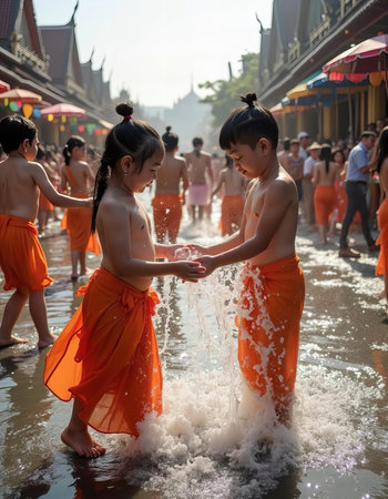 Songkran Festival: Celebrating the Thai New Year with Water and Joyの素材