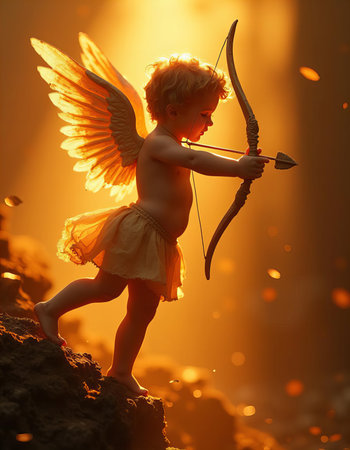 Cupid the Roman God of Love, with Bow and Arrowsの素材