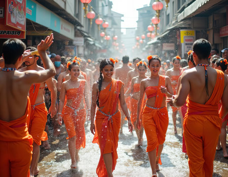 Songkran Festival: Celebrating the Thai New Year with Water and Joyの素材
