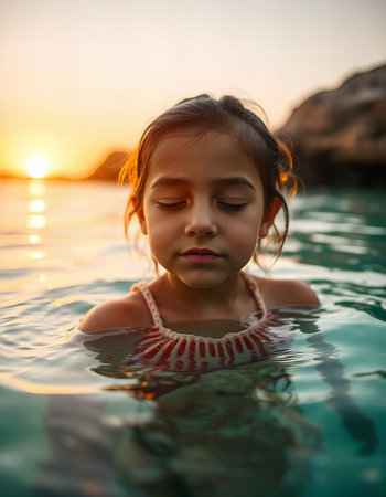 Serene Sunset Swimの素材