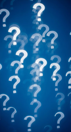 Blurred Question Marks in Blue Backgroundの素材