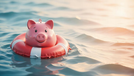 Pink Piggy Bank in a Life Preserverの素材