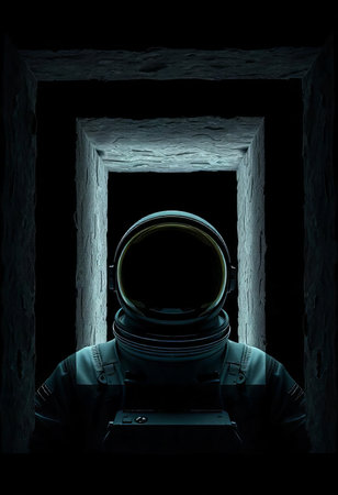Astronaut in a Futuristic Space Station Corridorの素材