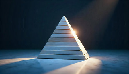 Wooden Pyramid on Dark Backgroundの素材