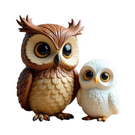 Adorable Owl Pair on white groundの素材