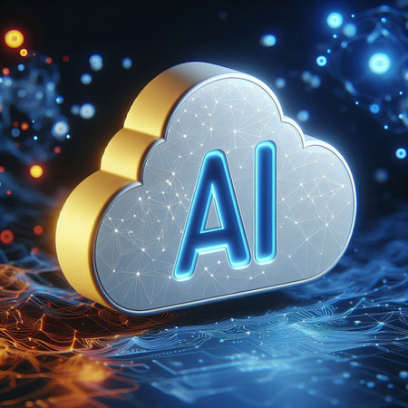 3D White color icon digital blue and yellow light cloud on Black digital backgroundの素材