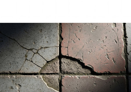 Aged Surface Close-Up of Cracked and Weathered Tilesの素材