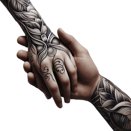 Intertwined Hands on White Backgroundの素材